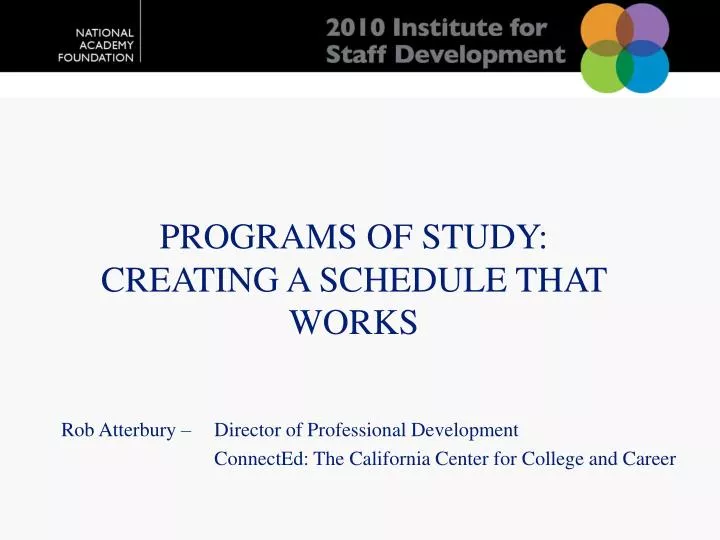 programs of study creating a schedule that works