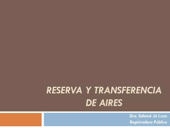 reserva y transferencia de aires