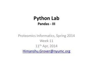 Python Lab Pandas - III