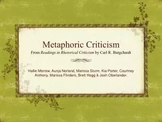 Metaphoric Criticism