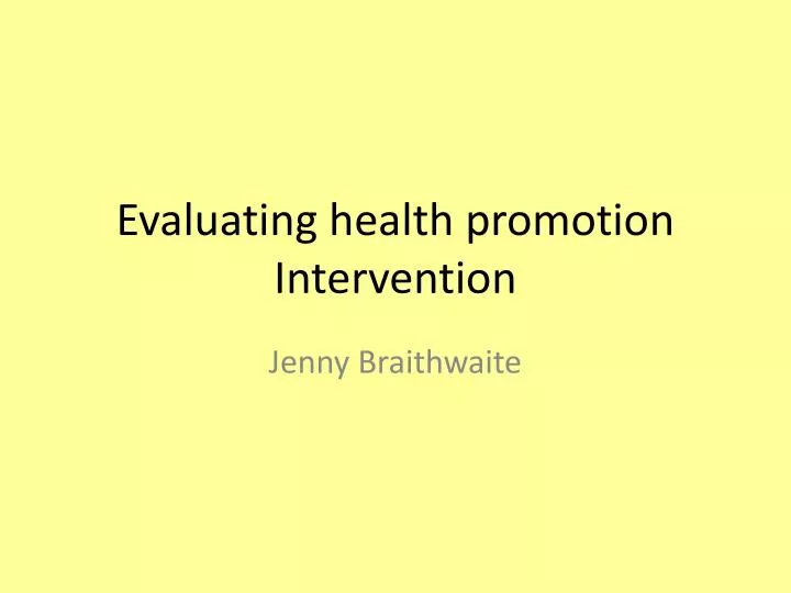 evaluating health promotion intervention