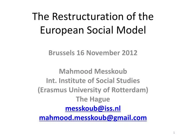 the restructuration of the european social model