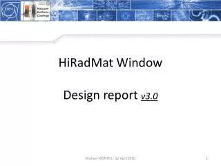 HiRadMat Window Design report v3.0