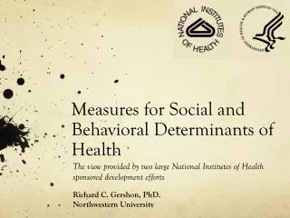 M easures for Social and Behavioral D eterminants of Health