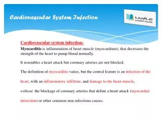 Cardiovascular System I nfection