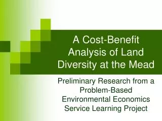 A Cost-Benefit Analysis of Land Diversity at the Mead
