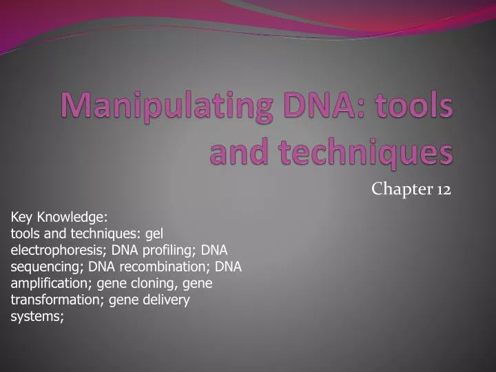 manipulating dna tools and techniques