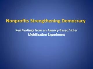 Nonprofits Strengthening Democracy