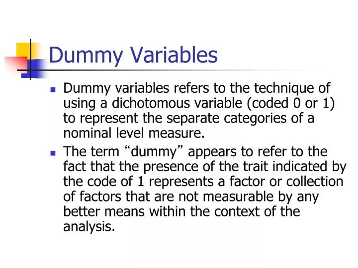 PPT Dummy Variables PowerPoint Presentation Free Download ID 1986912