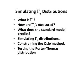 Simulating G g Distributions
