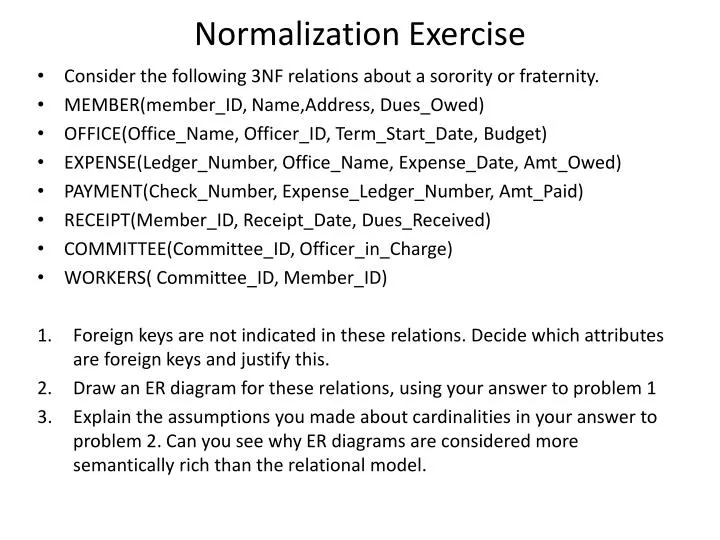 normalization exercise
