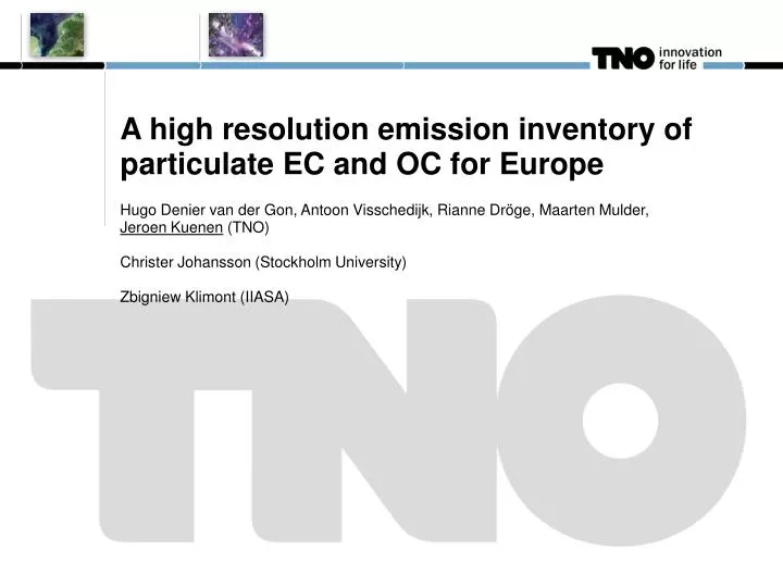a high resolution emission inventory of particulate ec and oc for europe