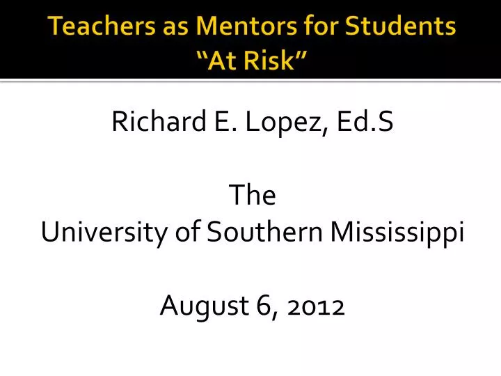 teachers as mentors for students at risk