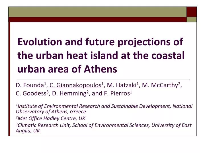 evolution and future projections of the urban heat island at the coastal urban area of athens