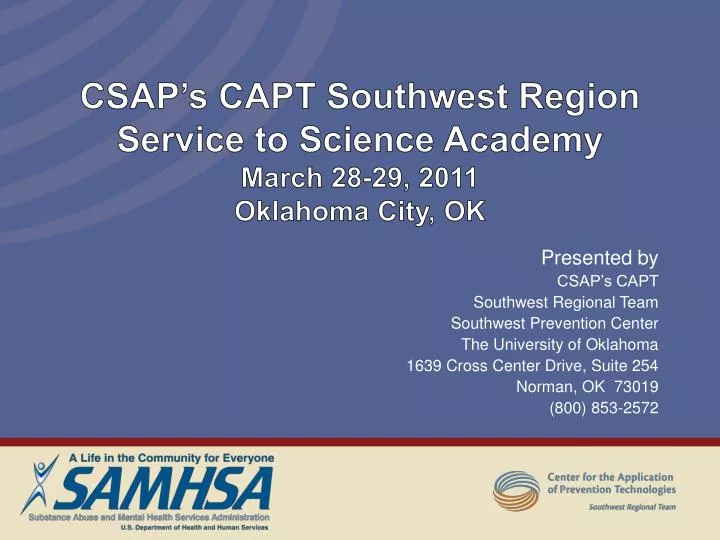 csap s capt southwest region service to science academy march 28 29 2011 oklahoma city ok
