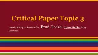 Critical Paper Topic 3