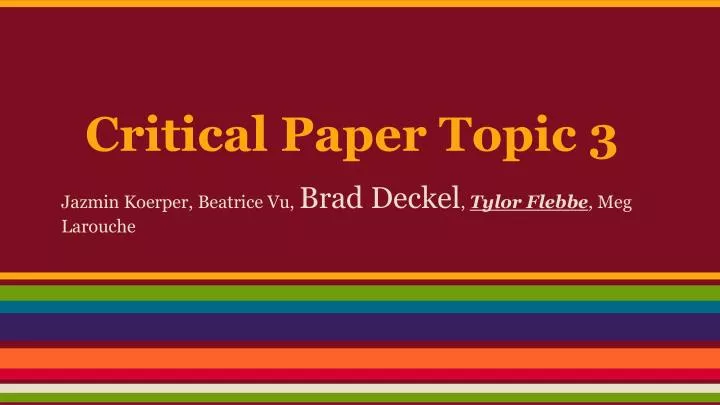 critical paper topic 3