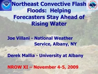 Northeast Convective Flash Floods: Helping Forecasters Stay Ahead of Rising Water