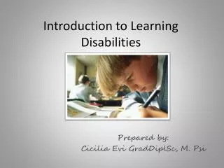 Introduction to Learning Disabilities