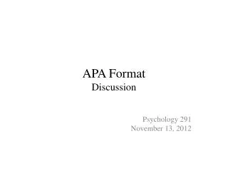 APA Format Discussion