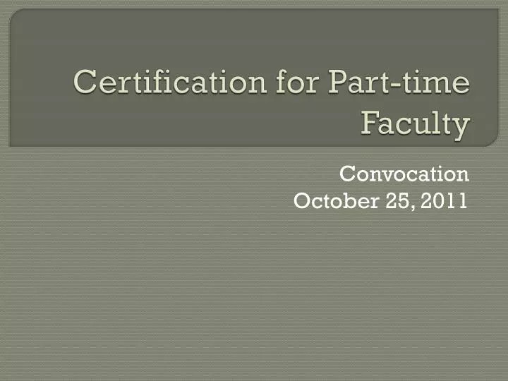certification for part time faculty