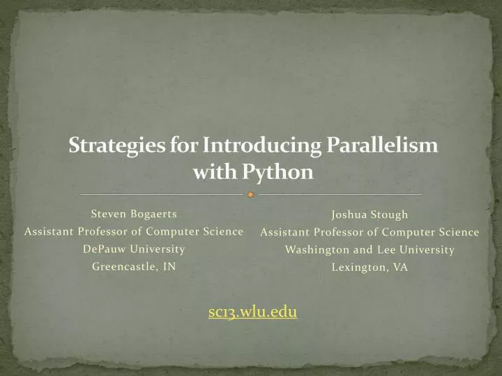 strategies for introducing parallelism with python