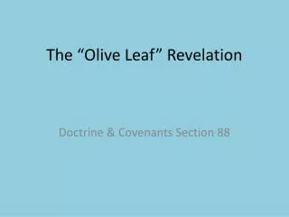 The “Olive Leaf” Revelation