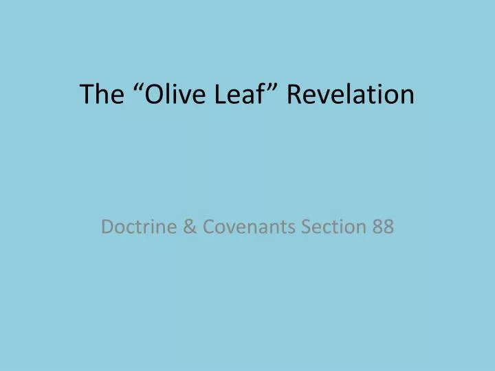 the olive leaf revelation