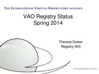 VAO Registry Status Spring 2014