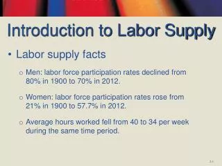Introduction to Labor Supply