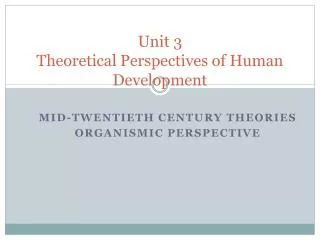 Unit 3 Theoretical Perspectives of Human Development