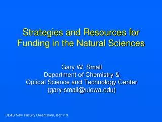 Strategies and Resources for Funding in the Natural Sciences