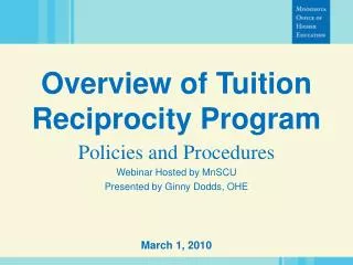 Overview of Tuition Reciprocity Program