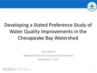 Developing a Stated Preference Study of Water Quality Improvements in the Chesapeake Bay Watershed