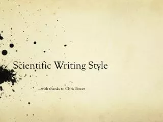 Scientific Writing Style