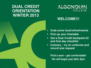 Dual credit orientation Winter 2013