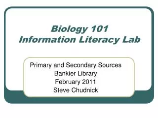 Biology 101 Information Literacy Lab