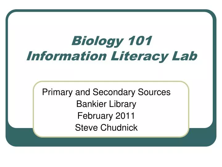 biology 101 information literacy lab