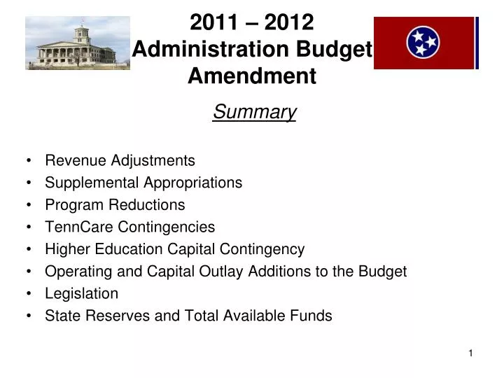 2011 2012 administration budget amendment