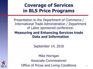 Coverage of Services in BLS Price Programs