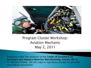 Program Cluster Workshop: Aviation Mechanic May 2, 2011