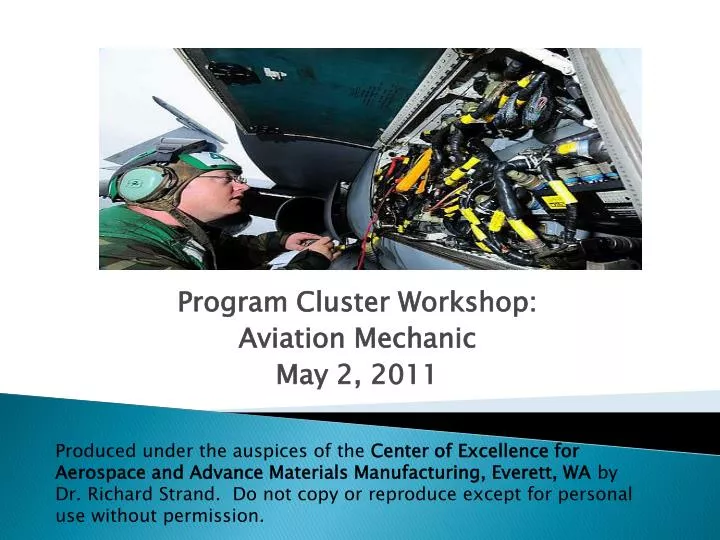 program cluster workshop aviation mechanic may 2 2011