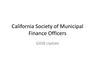 California Society of Municipal Finance Officers