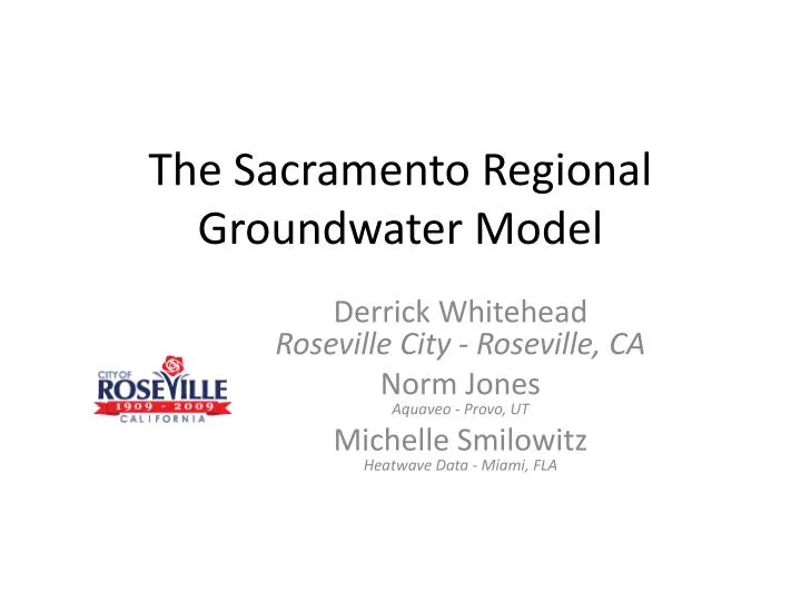 the sacramento regional groundwater model