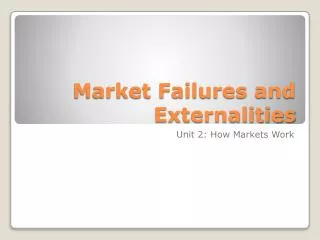 Market Failures and Externalities