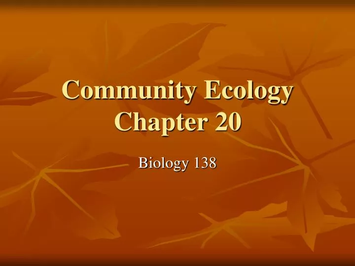 community ecology chapter 20