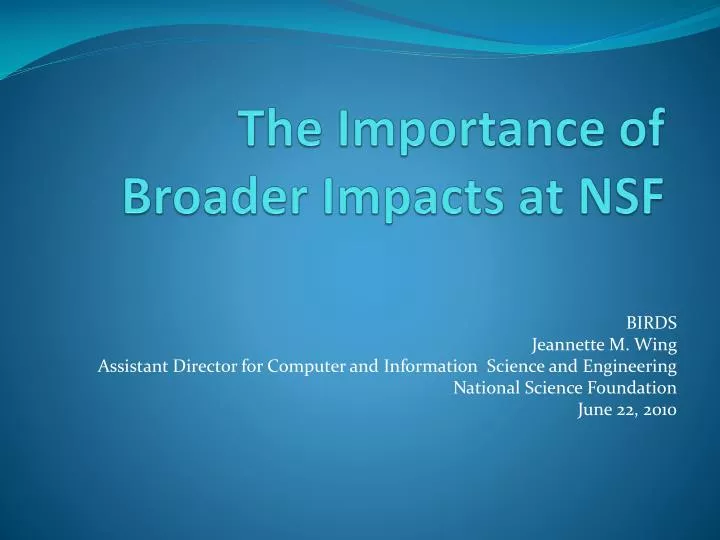 the importance of broader impacts at nsf