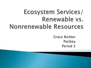 ecosystem services renewable vs nonrenewable resources