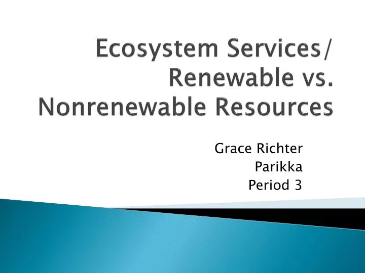 ecosystem services renewable vs nonrenewable resources