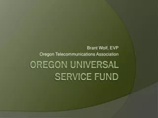 Oregon Universal Service Fund